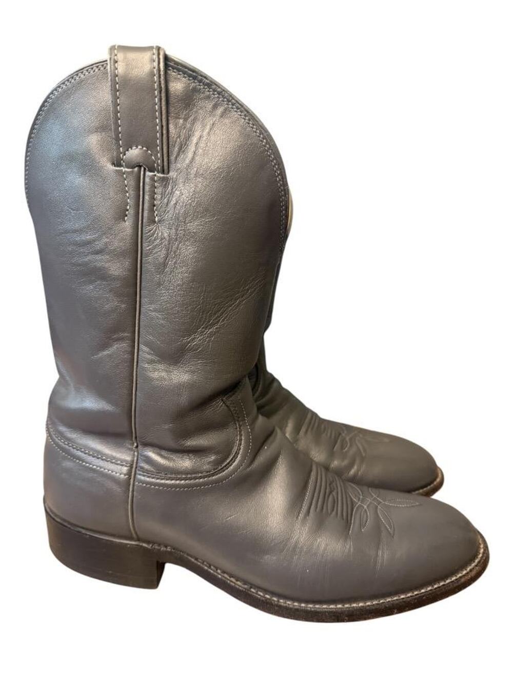 Justin 10" Roper Cowboy Boot Gray Leather Men size 9 D